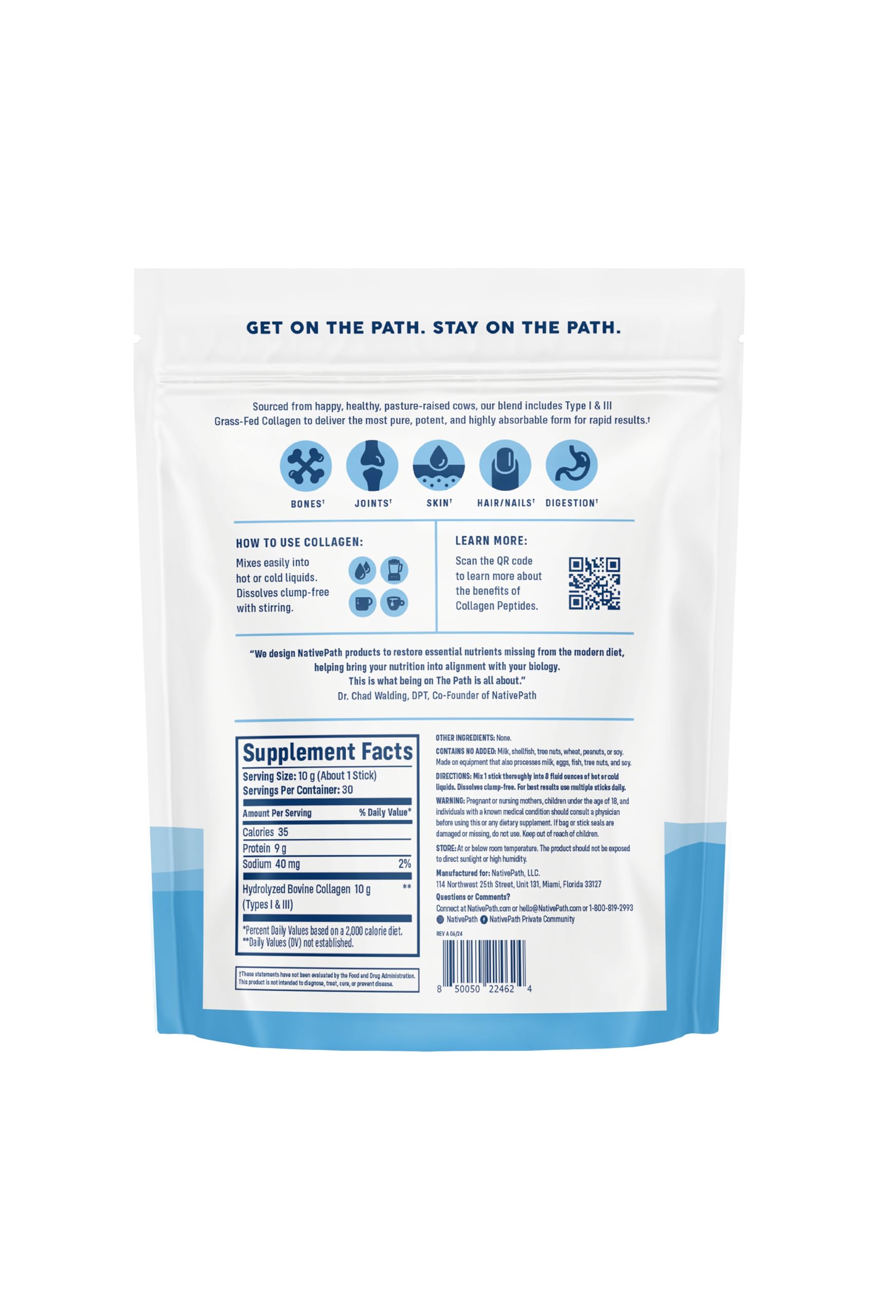 NativePath Collagen Peptides - Hydrolyzed Type 1 & 3 Collagen Powder for Skin, Hair, Nails - 8.8 oz (25 Servings)