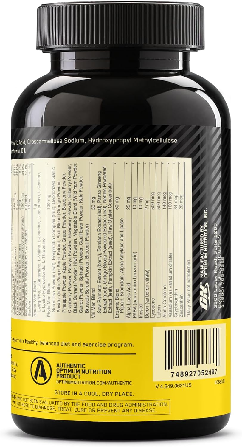 Men’s Daily Multivitamin with Amino Acids & Immune Support – 80 Day Supply (240 Tablets) | Optimum Nutrition Opti-Men