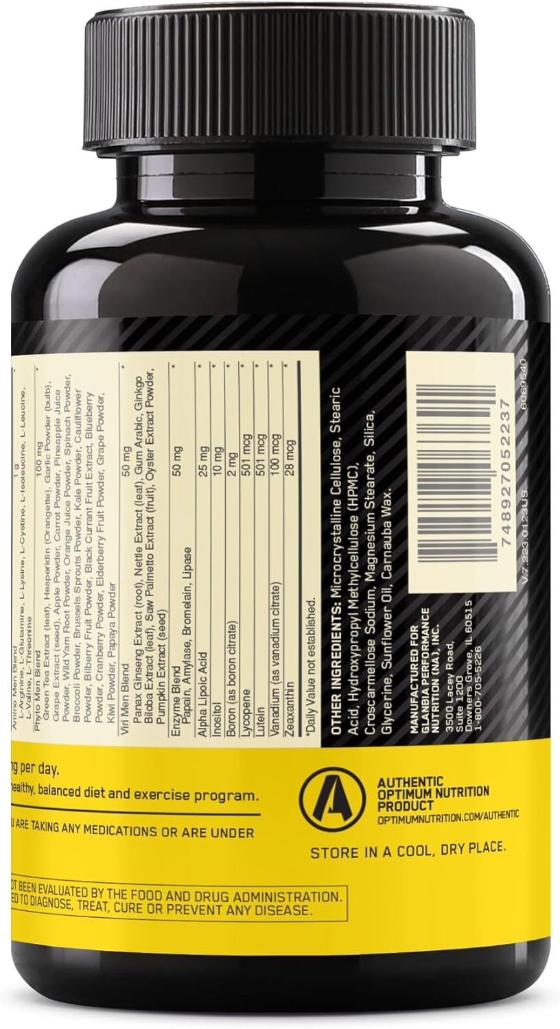 Men’s Daily Multivitamin with Amino Acids & Immune Support – 80 Day Supply (240 Tablets) | Optimum Nutrition Opti-Men