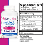 Just Thrive Probiotic & Antioxidant Supplement - 100% Spore-Based Digestive and Immune Support - Gluten Free, 30 Caps