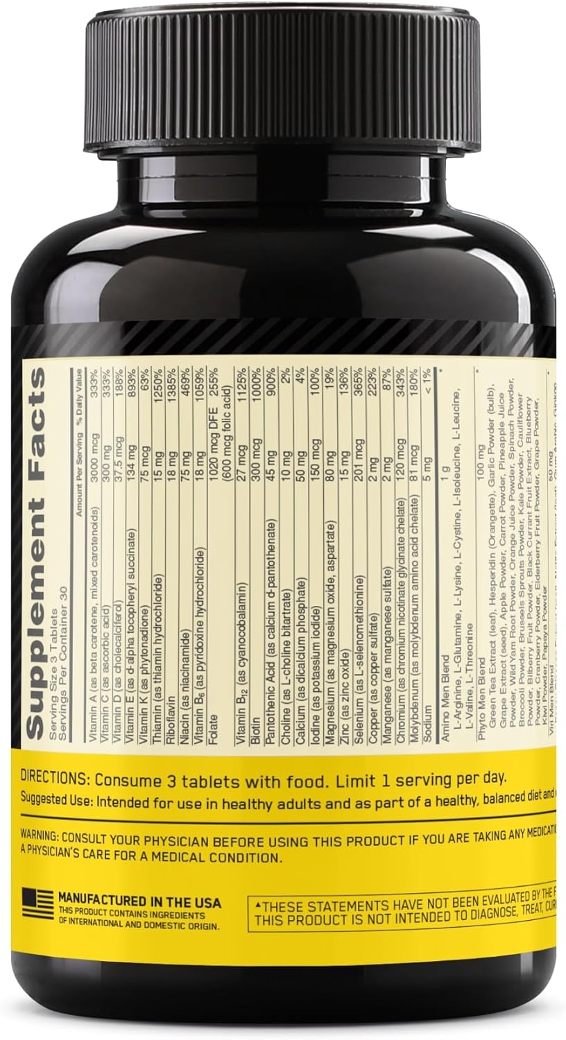 Men’s Daily Multivitamin with Amino Acids & Immune Support – 80 Day Supply (240 Tablets) | Optimum Nutrition Opti-Men