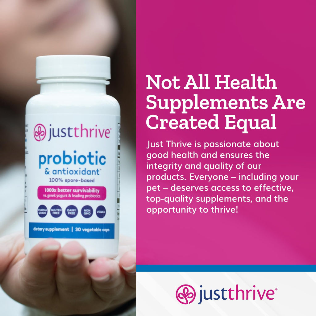Just Thrive Probiotic & Antioxidant Supplement - 100% Spore-Based Digestive and Immune Support - Gluten Free, 30 Caps