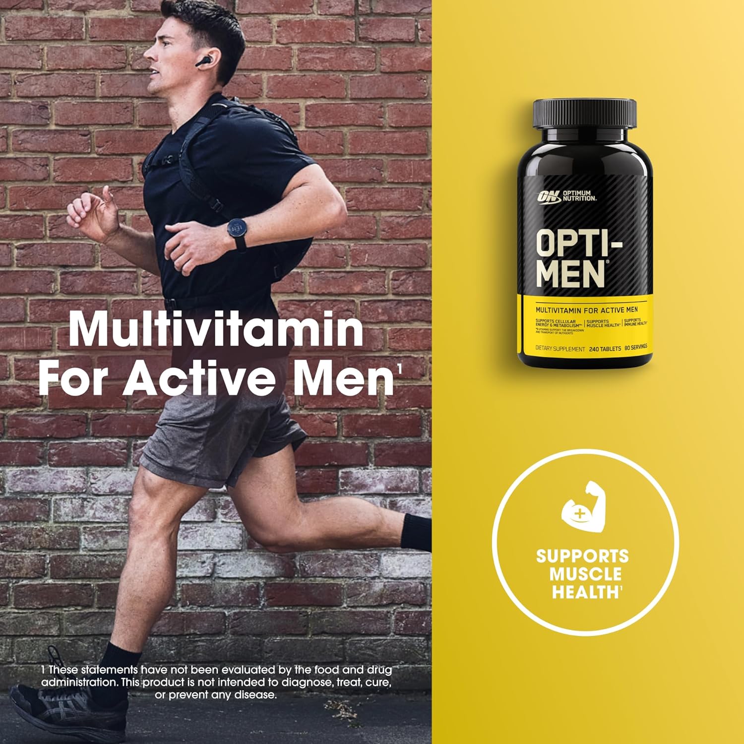 Men’s Daily Multivitamin with Amino Acids & Immune Support – 80 Day Supply (240 Tablets) | Optimum Nutrition Opti-Men