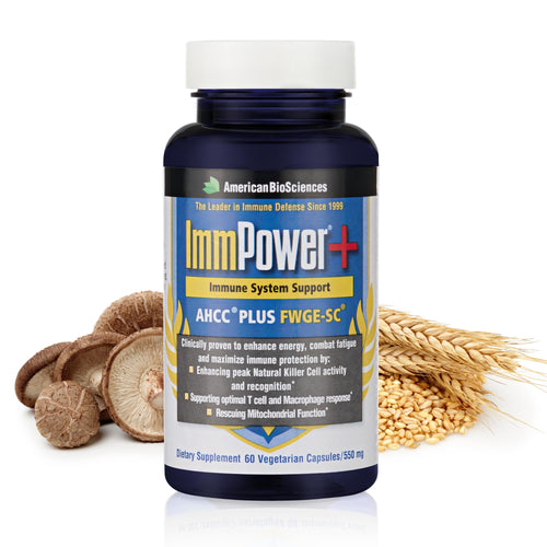 American BioSciences ImmPower AHCC Supplement, Vegetarian Capsules, Enhanced Immune Support, Natural Killer Cell Activity and Cytokine Production, 500 milligrams per Capsule
