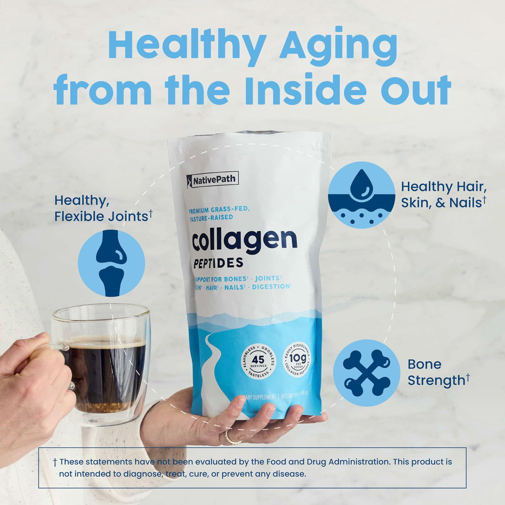 NativePath Collagen Peptides - Hydrolyzed Type 1 & 3 Collagen Powder for Skin, Hair, Nails - 8.8 oz (25 Servings)