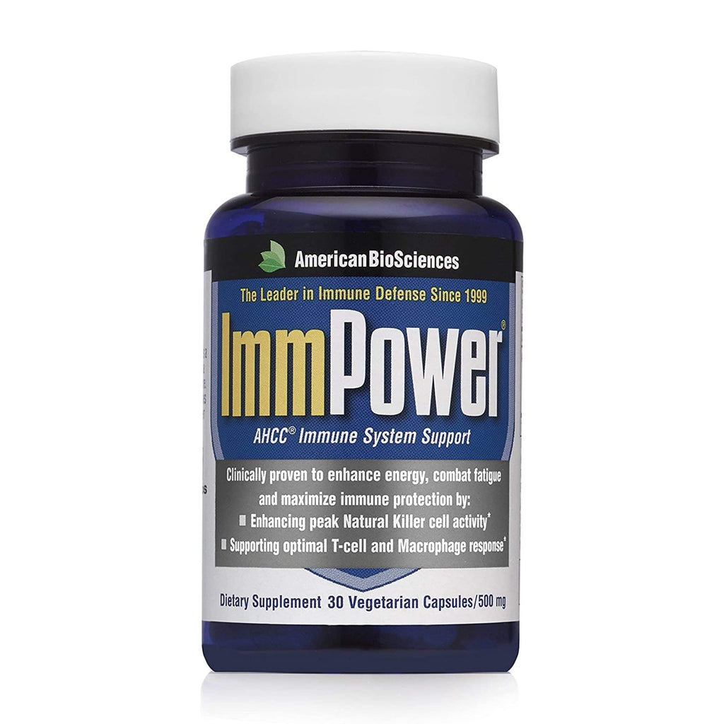 American BioSciences ImmPower AHCC Supplement, Vegetarian Capsules, Enhanced Immune Support, Natural Killer Cell Activity and Cytokine Production, 500 milligrams per Capsule