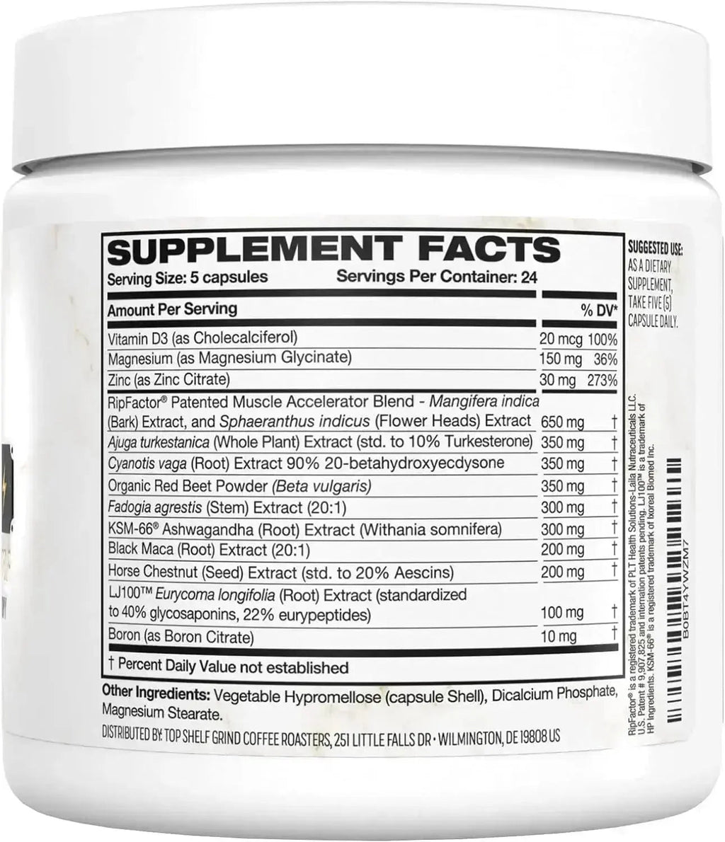 Nutragole King Maker Pack of 5, 13-in-1 Anabolic Supplement for Men to Increase Stamina, Lean Muscle Growth & Recovery, N.O. Booster with Tongkat Ali (LJ100), 120 Capsules - Jia Sales